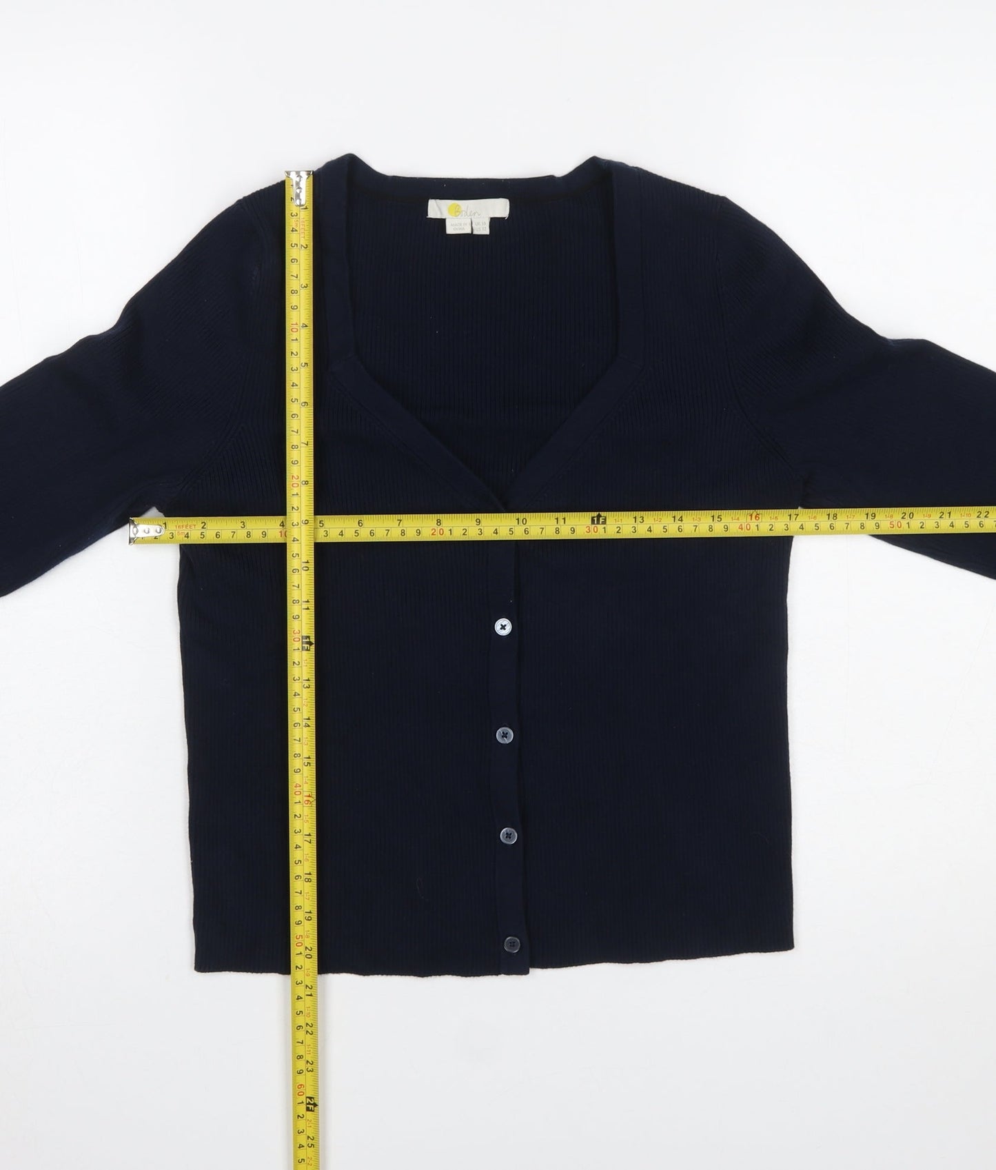 Boden Women Blue Long Sleeve V-Neck Button-Up Cardigan Size 16