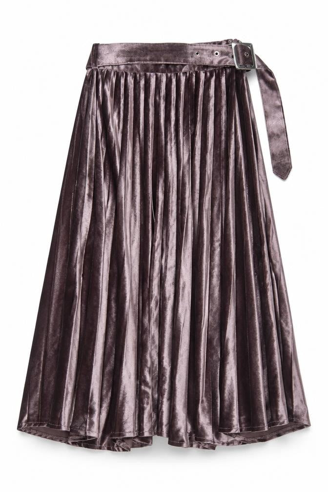 Missguided Petite Purple Velvet Pleated Midi Skirt Size 6