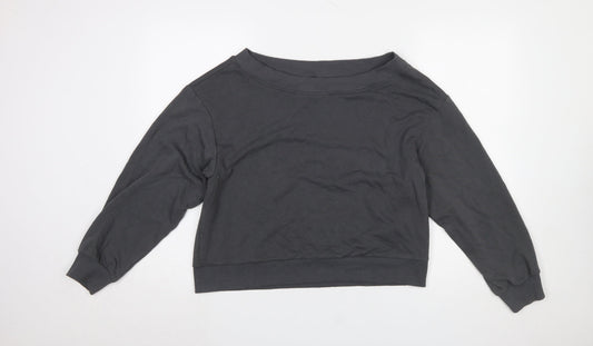 H&M Divided Women Grey Cotton Blend Pullover Sweatshirt Size S