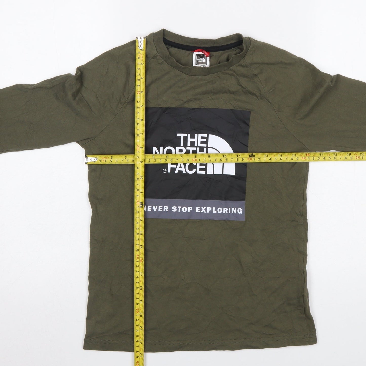The North Face Boys Green Long Sleeve Graphic Pullover T-Shirt L