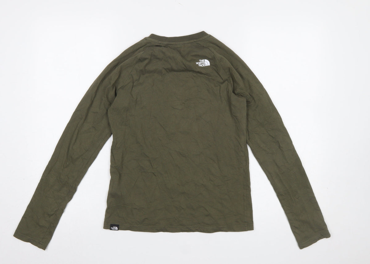 The North Face Boys Green Long Sleeve Graphic Pullover T-Shirt L