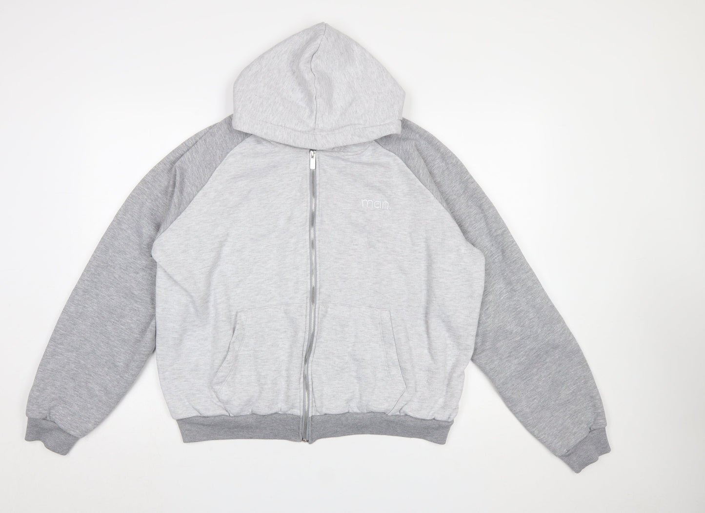 boohooMAN Men’s Grey Full Zip Hoodie Size S Regular Fit