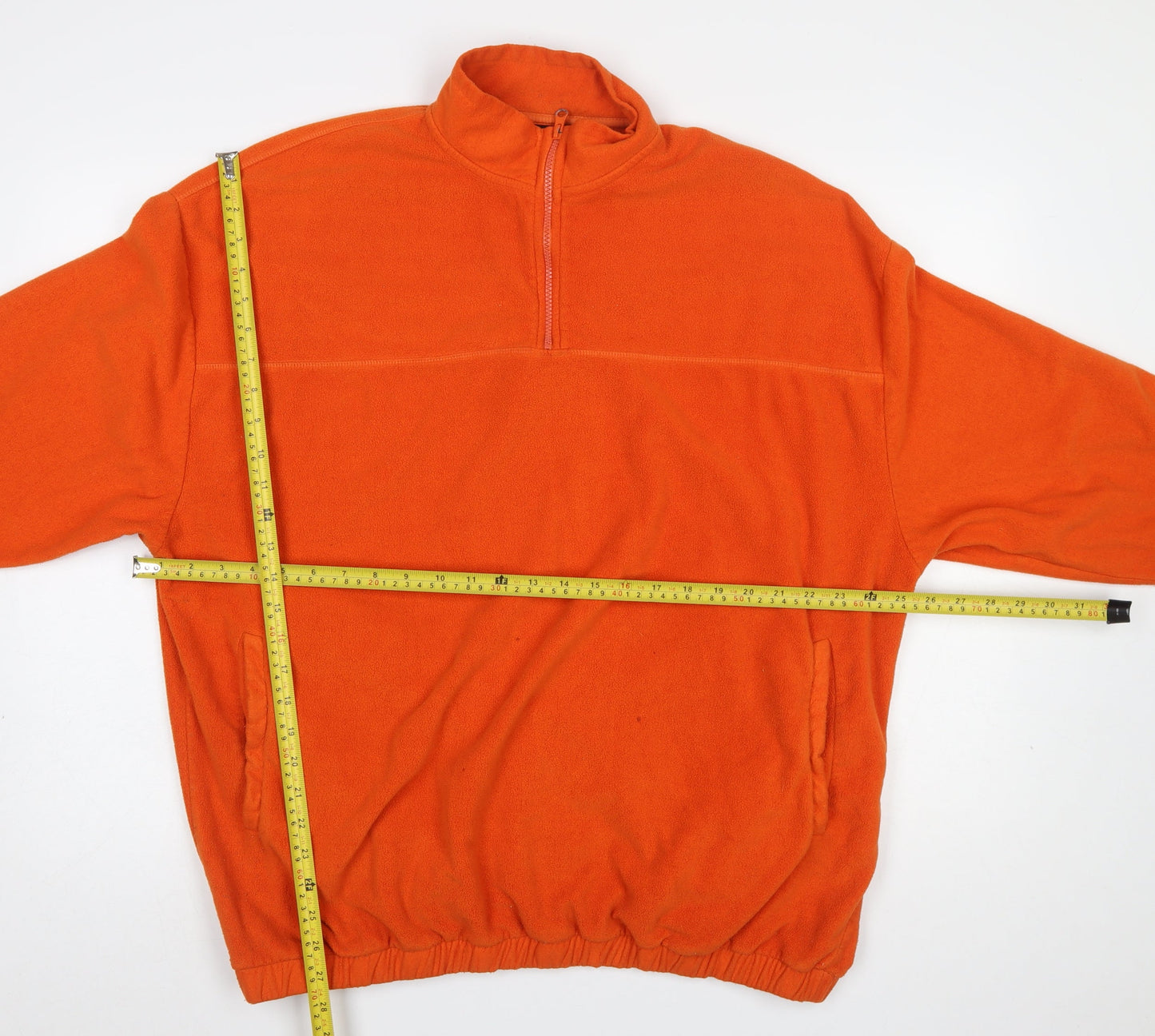 ASOS DESIGN Men’s Orange 2XL Fleece 1/4 Zip Pullover Sweatshirt