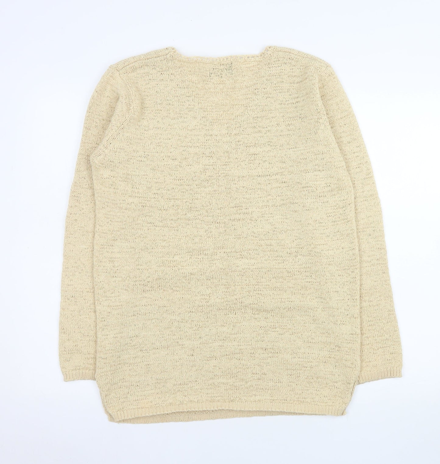 Be Yourself Womens Beige V-Neck Long Sleeve Pullover Jumper Size 14/16