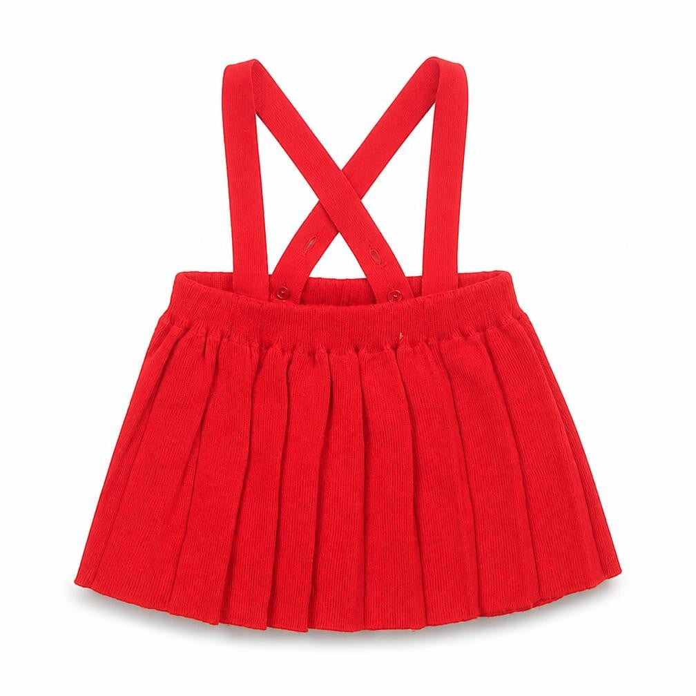 Kind and Gentle Red Pleated Knit Baby Skirt 6-9 Months Unisex with Straps