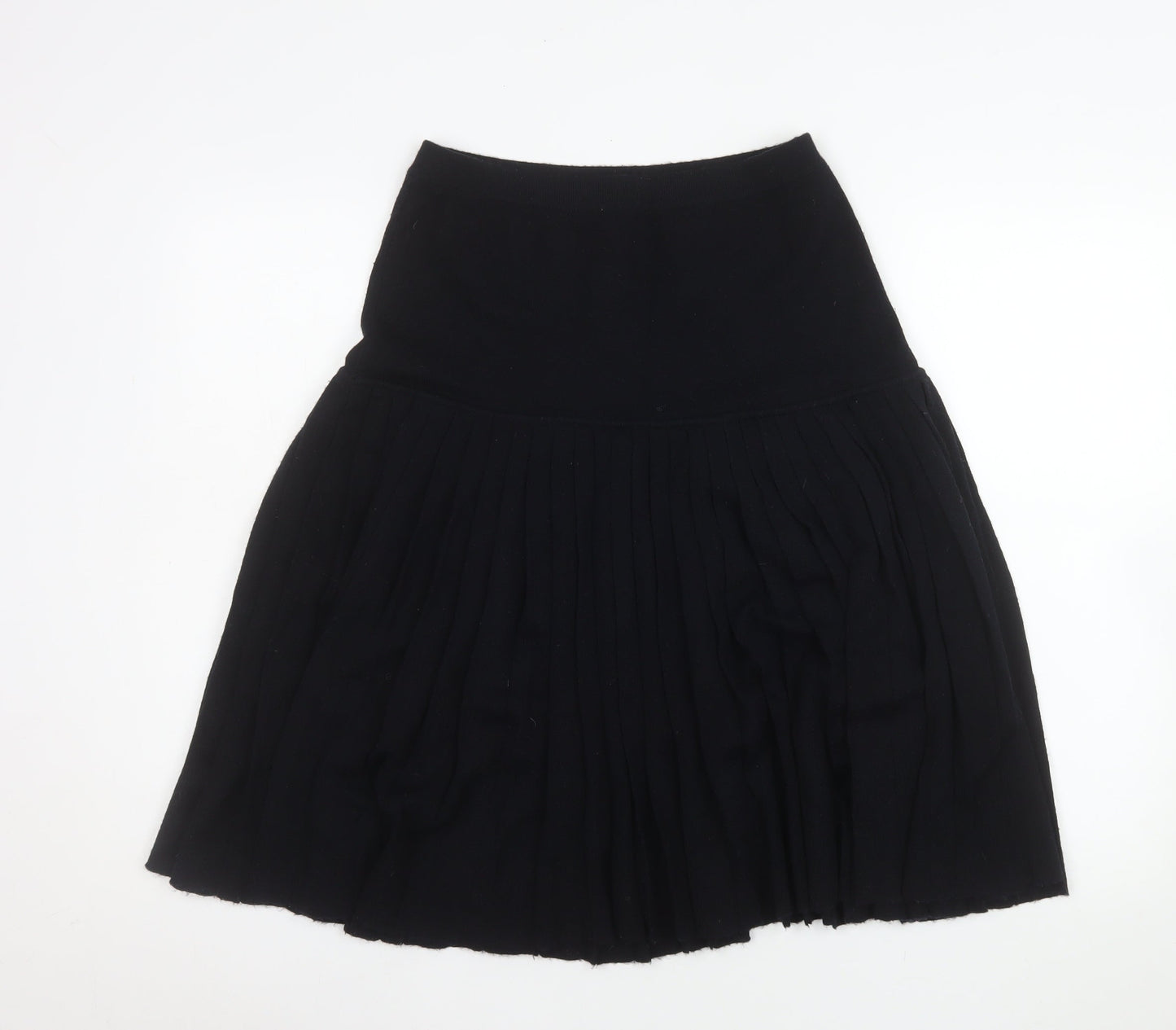 Windsmoor Womens Black Pleated Wool Blend Knee Length Skirt M