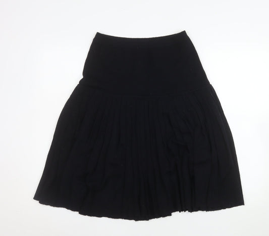 Windsmoor Womens Black Pleated Wool Blend Knee Length Skirt M