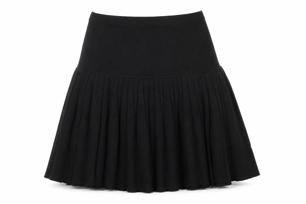 Windsmoor Womens Black Pleated Wool Blend Knee Length Skirt M