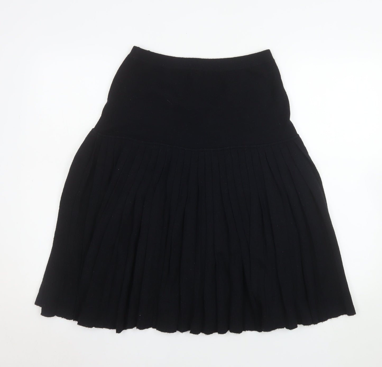 Windsmoor Womens Black Pleated Wool Blend Knee Length Skirt M