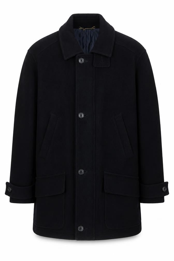 BHS Mens Black Wool Blend Mid-Length Overcoat Small