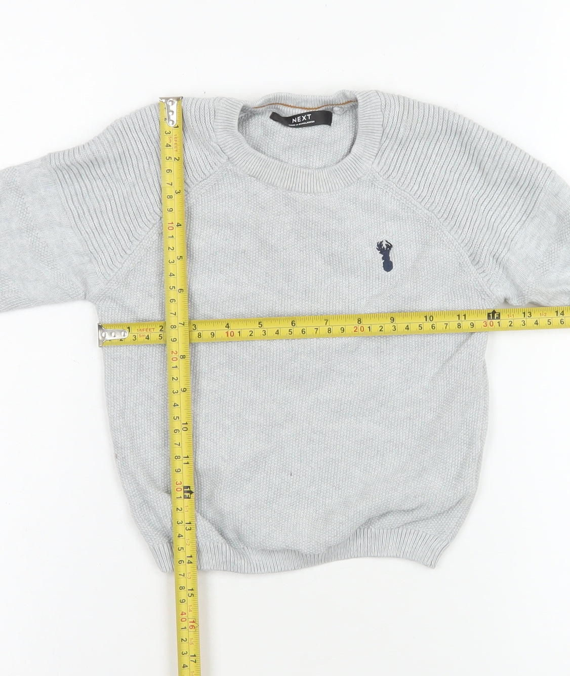 Next Boys Grey Cotton Jumper 3 Years Crew Neck Pullover