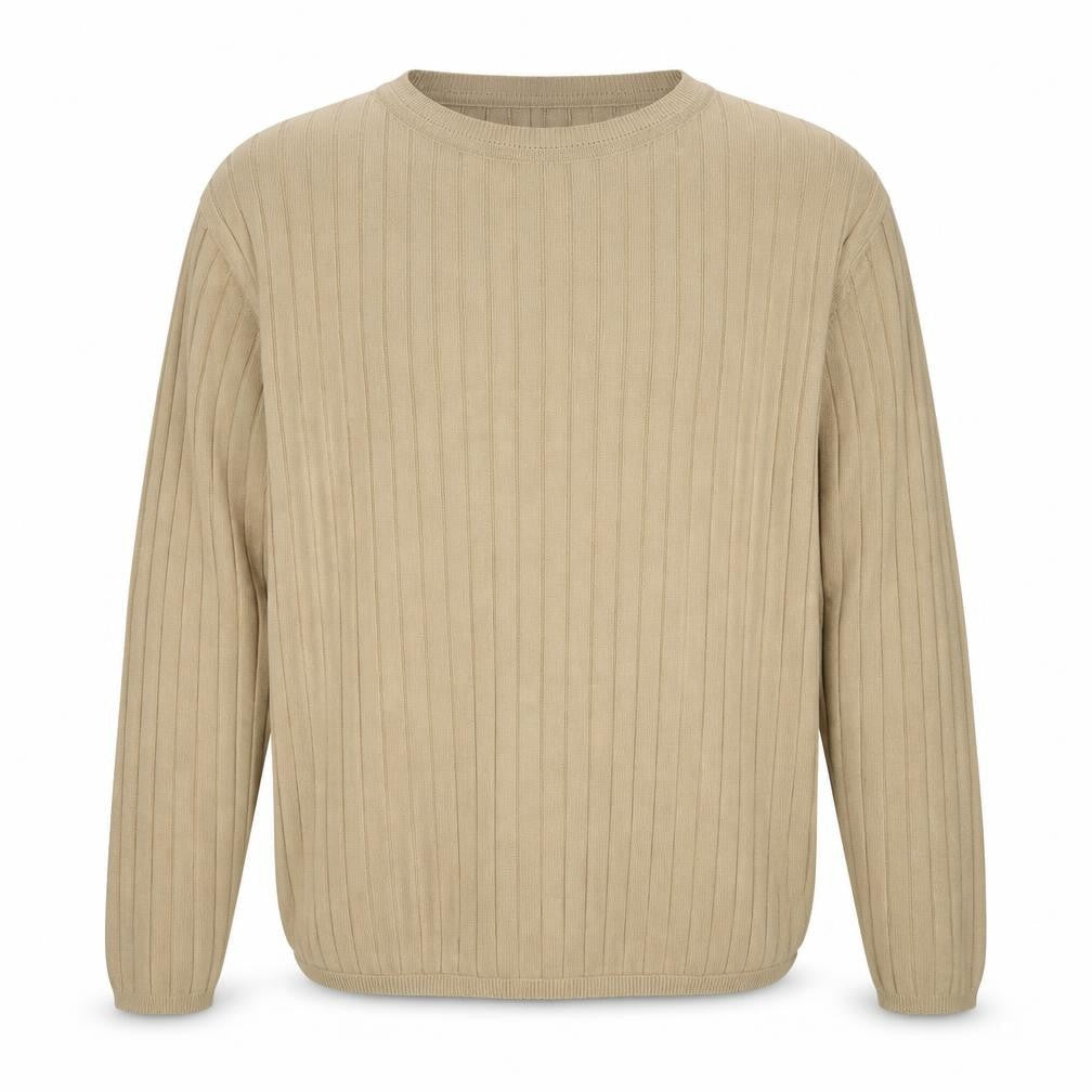 Cedarwood State Men's Beige 2XL Ribbed Crew Neck Cotton Blend Jumper