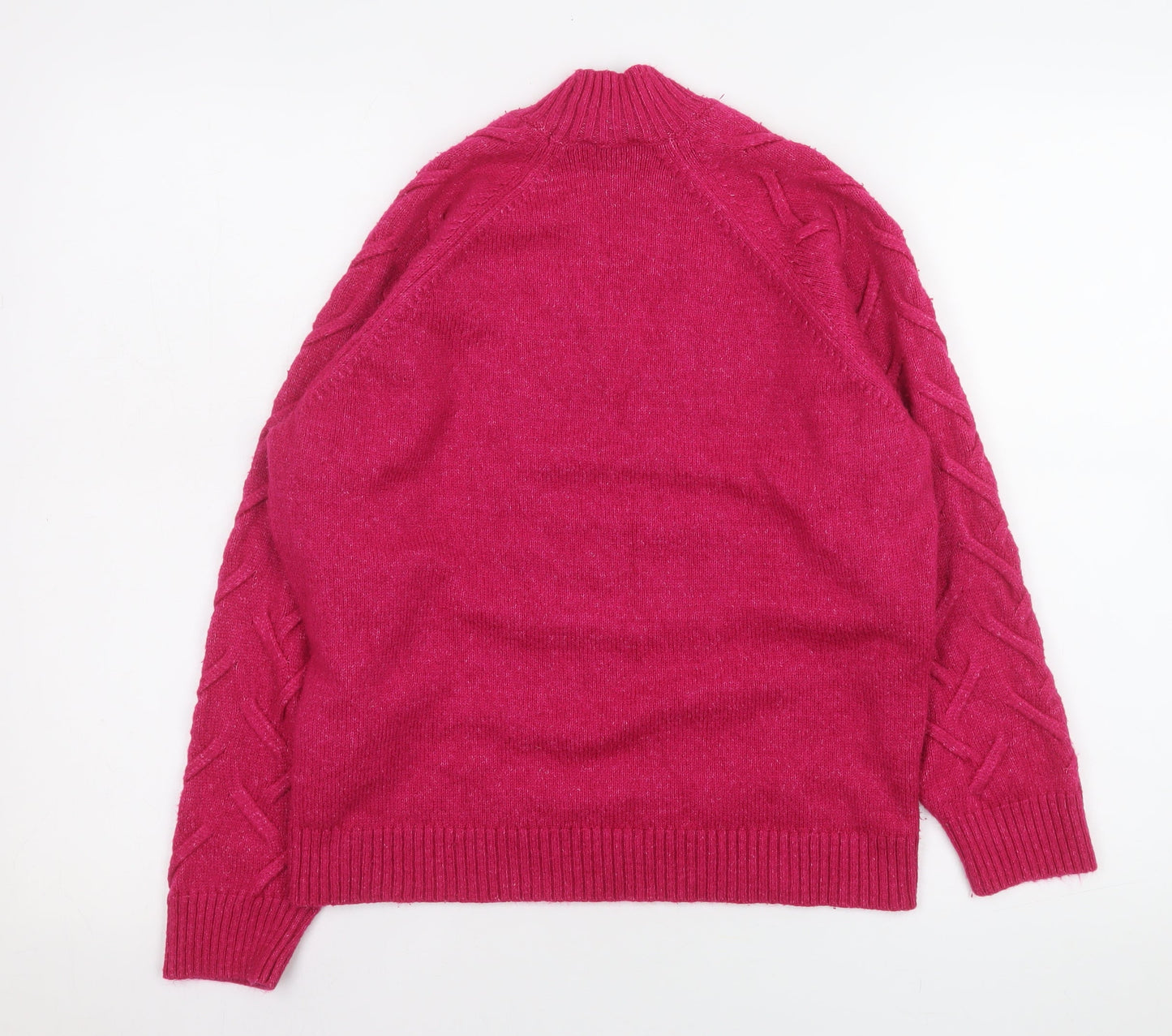 Lipsy Women’s Pink Mock Neck Cable Knit Jumper Size 10