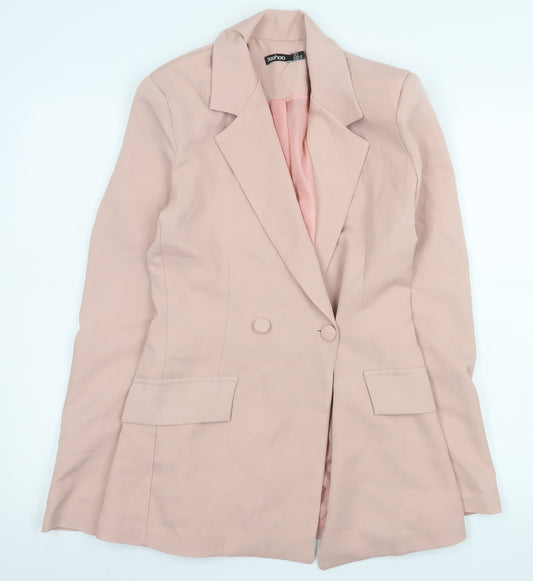 Boohoo Women Pink Blazer UK 8 Double-Breasted Tailored Jacket