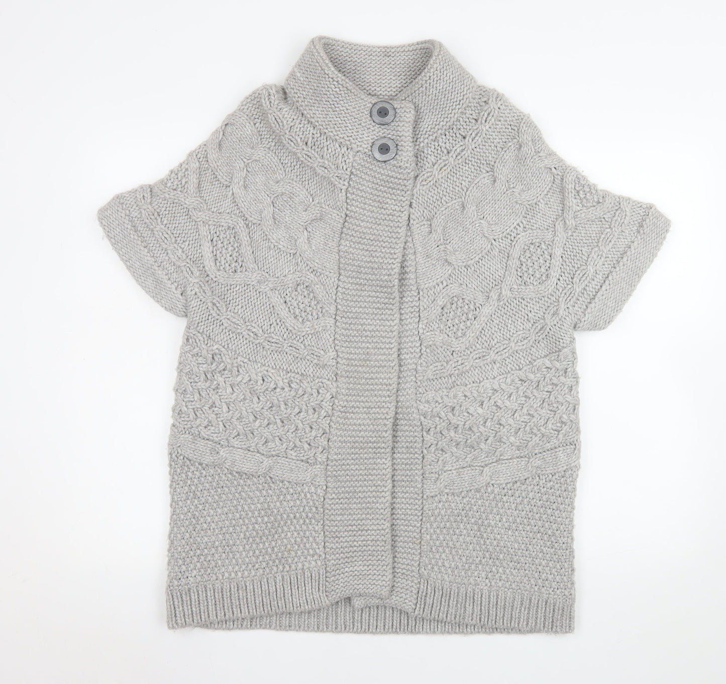 Marks & Spencer Women’s Grey Cable Knit Cardigan UK 16 Short Sleeve