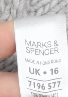 Marks & Spencer Women’s Grey Cable Knit Cardigan UK 16 Short Sleeve