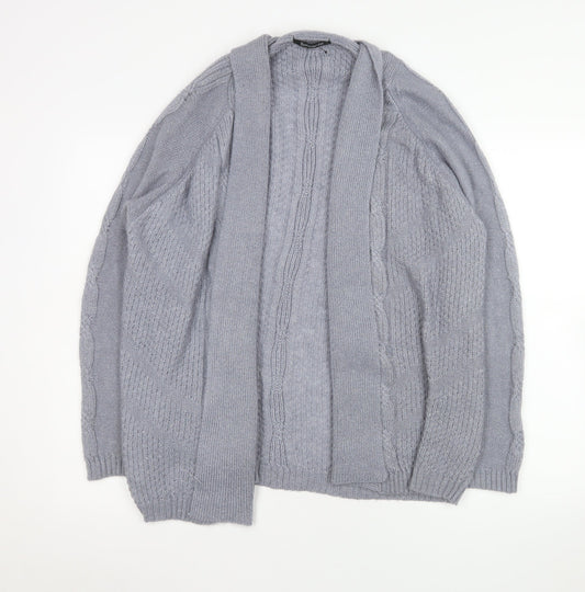 Bonmarché Womens Grey Cable-Knit Open Long Sleeve Cardigan L