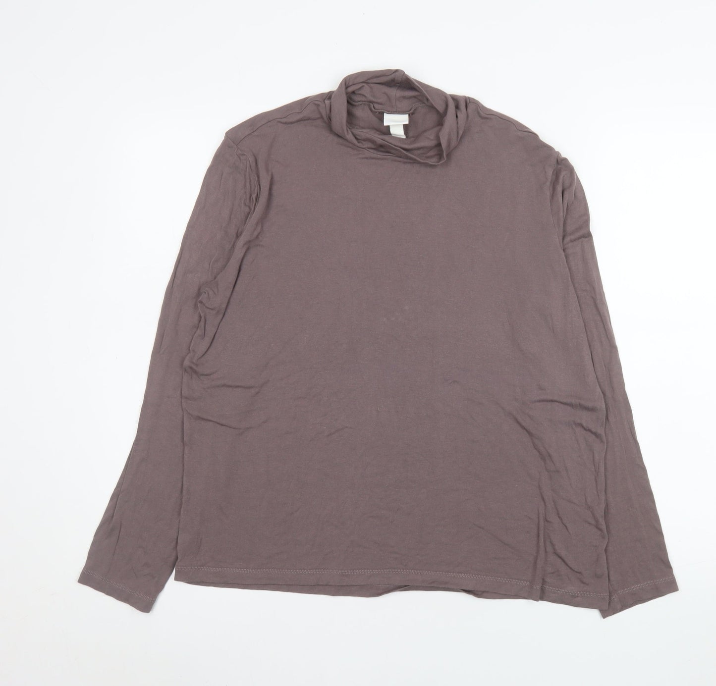 H&M Men’s Brown Roll Neck Long Sleeve Jersey Top XL