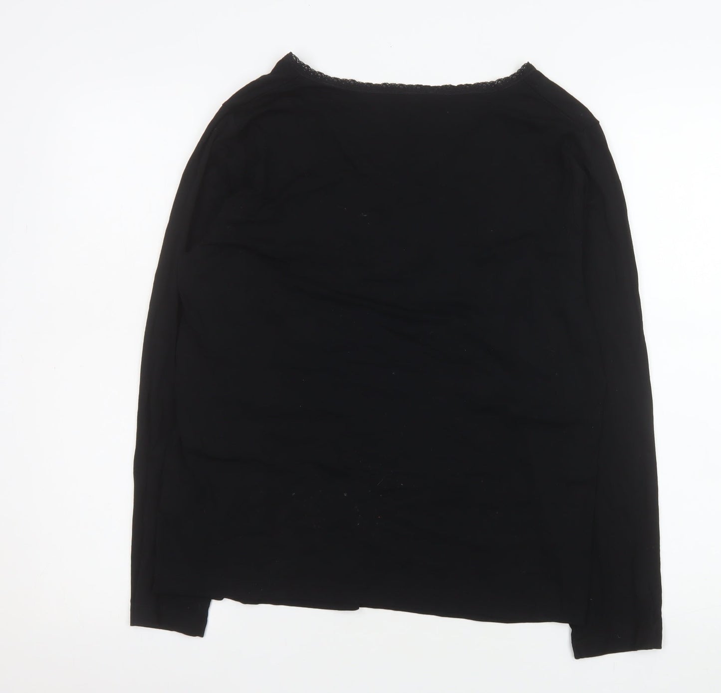 Gold Women’s Black Long Sleeve V-Neck Stretch Tunic Top Size 14