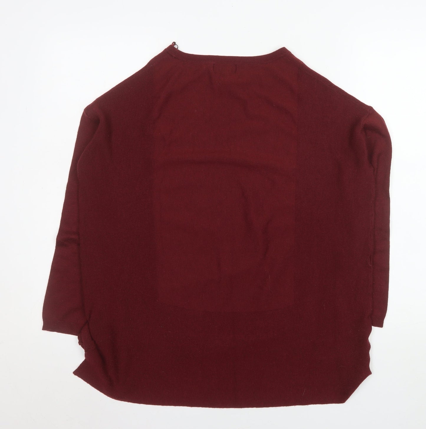 Topshop Women Red Size 6 Relaxed Fit 3/4 Sleeve Knit Jumper