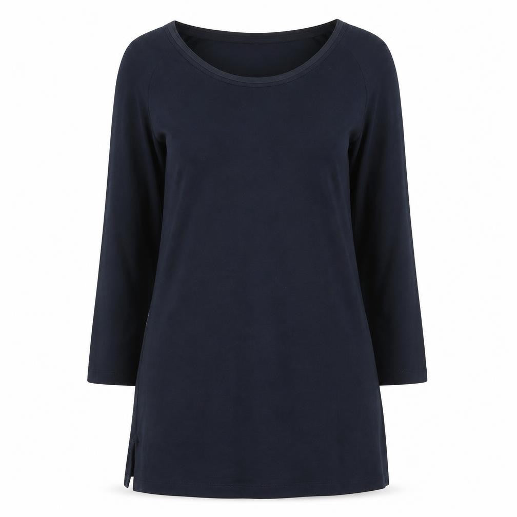 Lands' End Women's Blue Long Sleeve Basic Scoop Neck Top XS