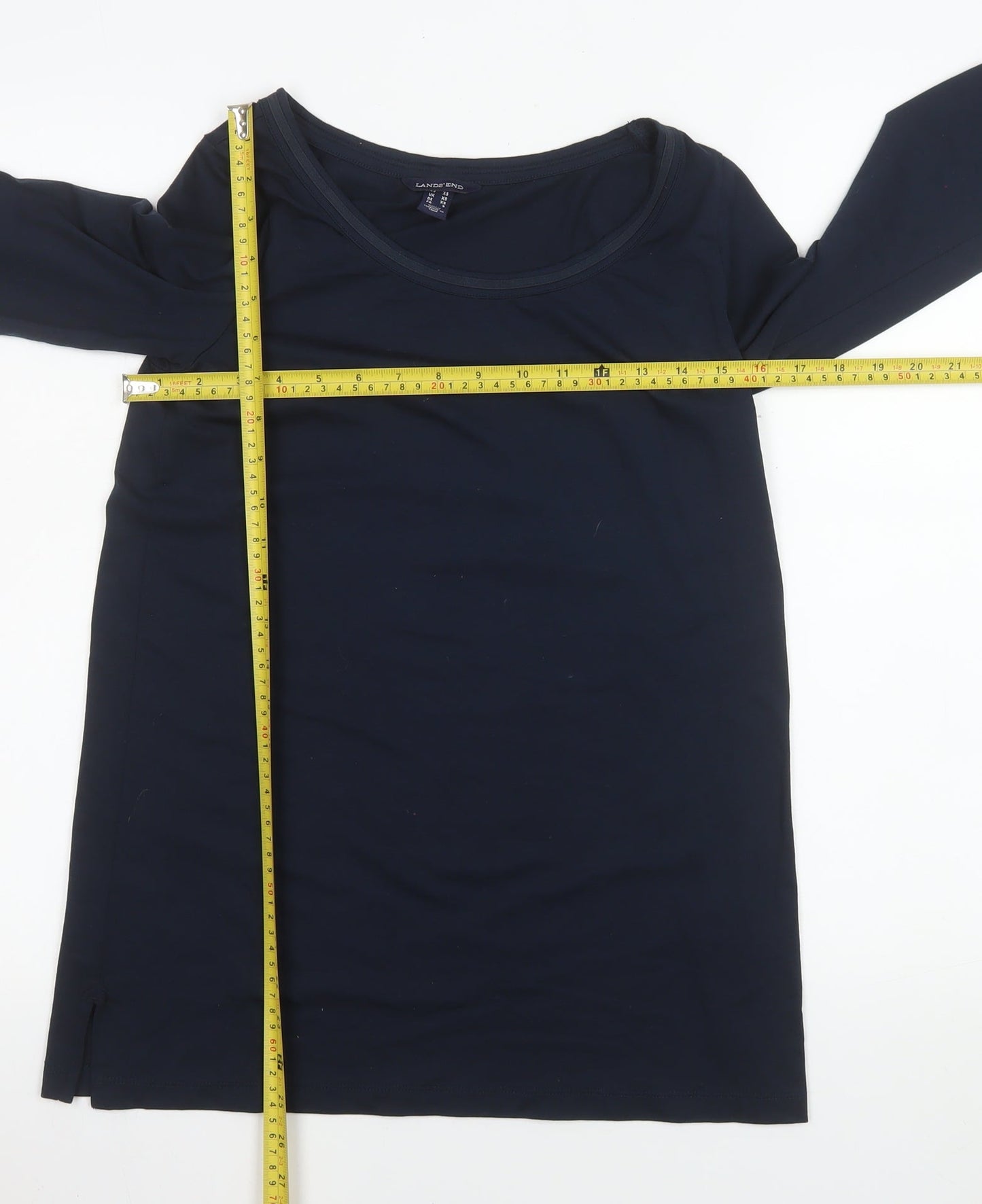 Lands' End Women's Blue Long Sleeve Basic Scoop Neck Top XS