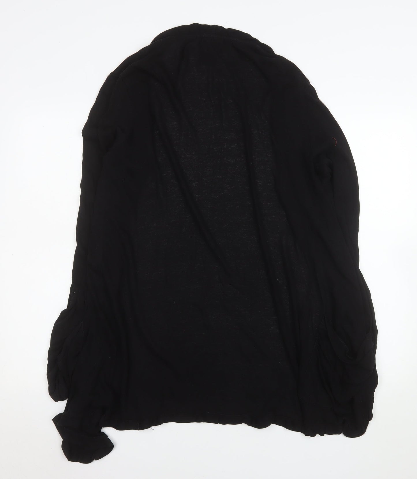 Chelsea & Theodore Women’s Black XL Open Ruffle Knit Cardigan