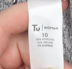 Brand and care label for Tu Woman Grey Embellished Long Sleeve Tunic Top, size 10