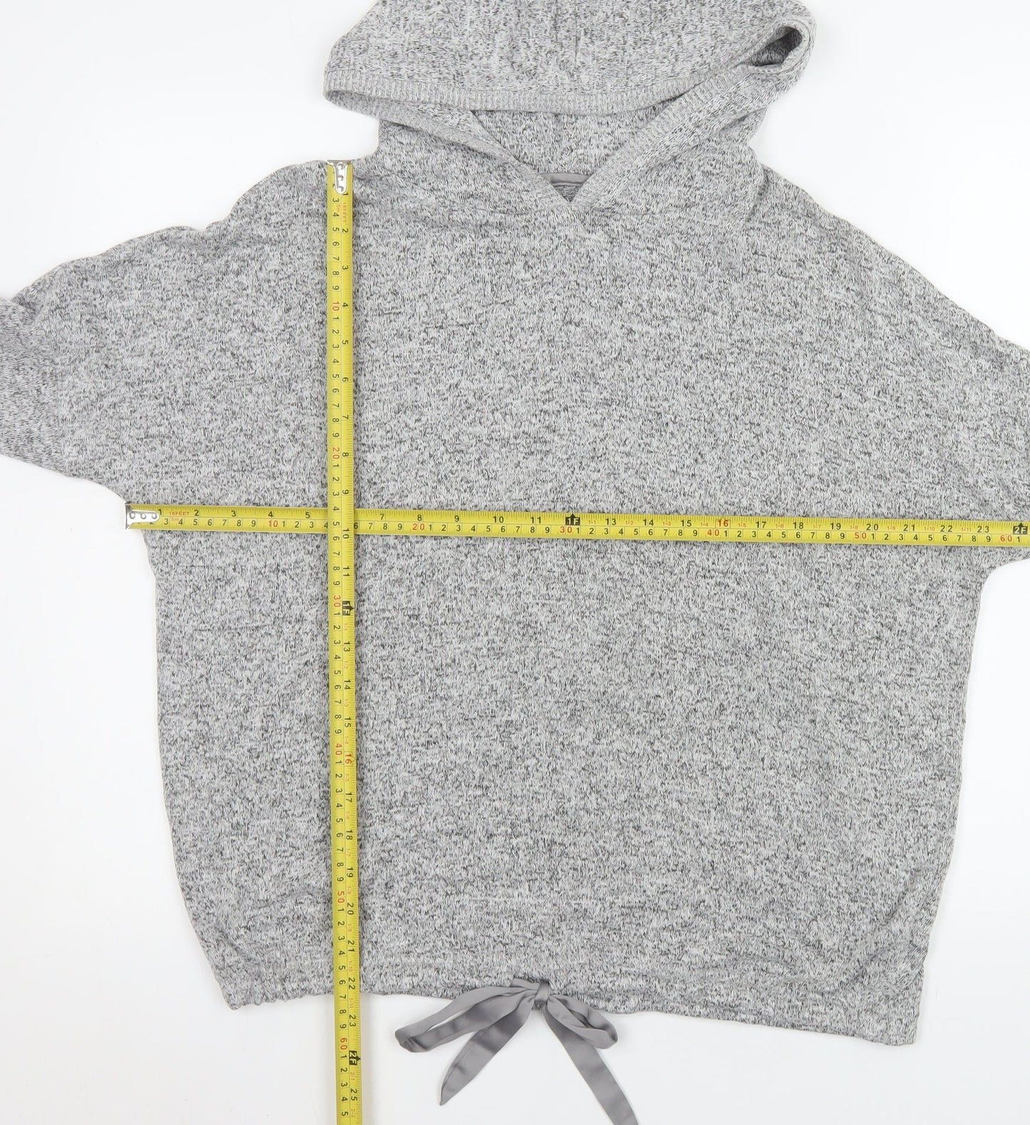 Next Women Grey Hooded Pullover Sweatshirt Size 10 Viscose Blend