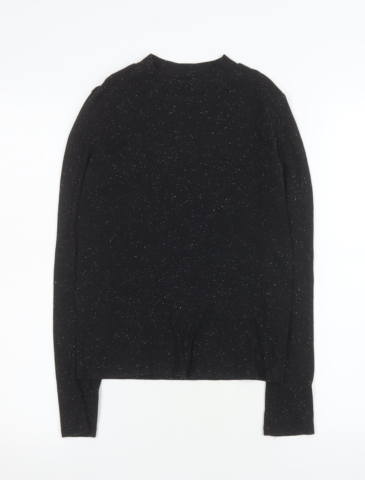 Monki Women’s Black Long Sleeve Stretch Jersey Top Size S