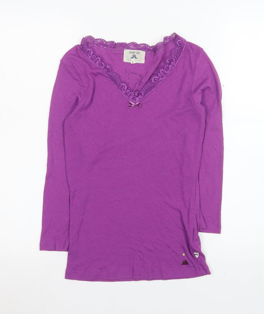 White Stuff Women's Purple Lace V-Neck Long Sleeve Nightshirt S