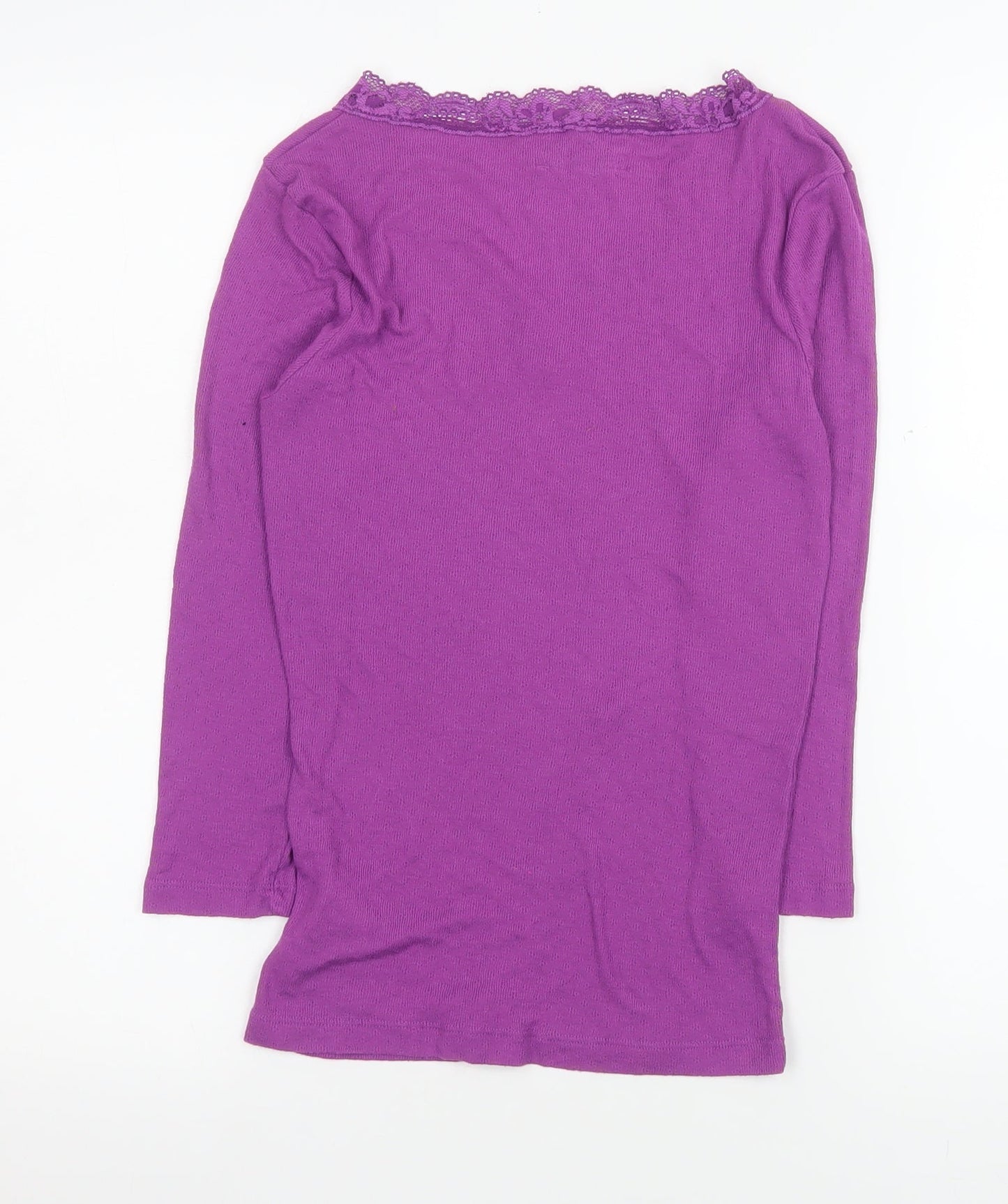 White Stuff Women's Purple Lace V-Neck Long Sleeve Nightshirt S