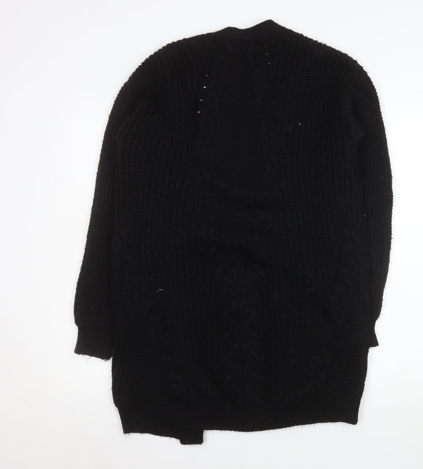 Lipsy Women’s Black Chunky Knit Longline V-Neck Cardigan Size 8