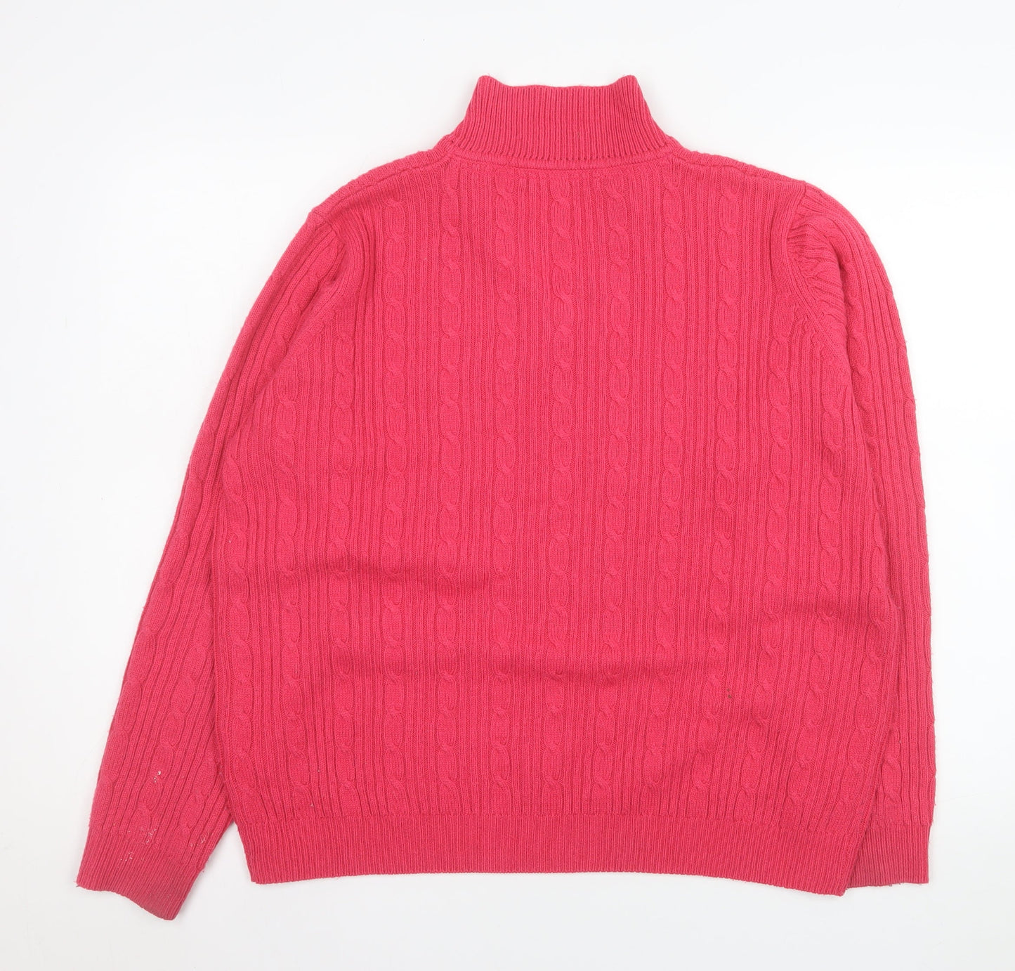 Isle Women’s Pink Collared Cable-Knit Jumper Size L 18-20