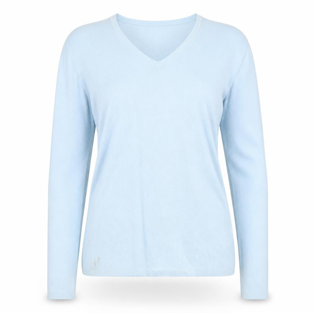Eddie Bauer Womens Blue Cotton V-Neck Long Sleeve Pullover Jumper M