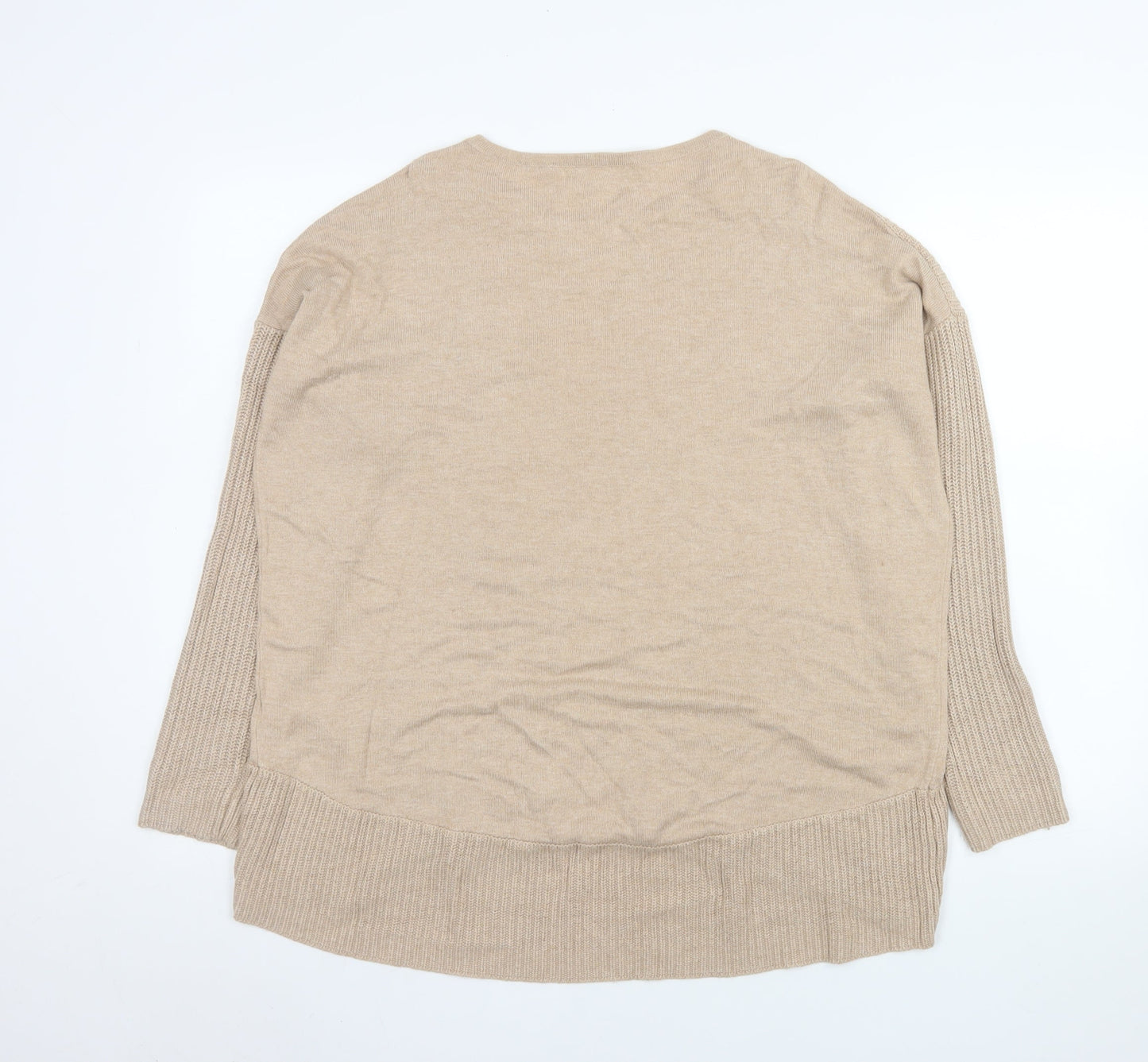 Marks and Spencer Women Beige Long Sleeve Pullover Jumper UK 14