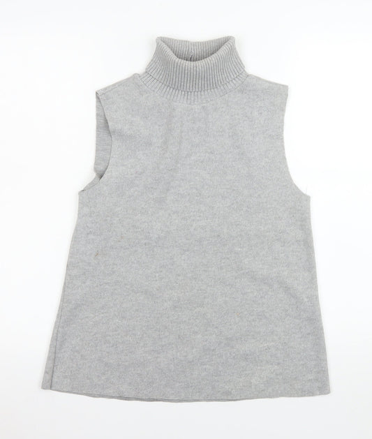 Zara Women’s Grey Sleeveless Roll Neck Knit Tank Top Size S