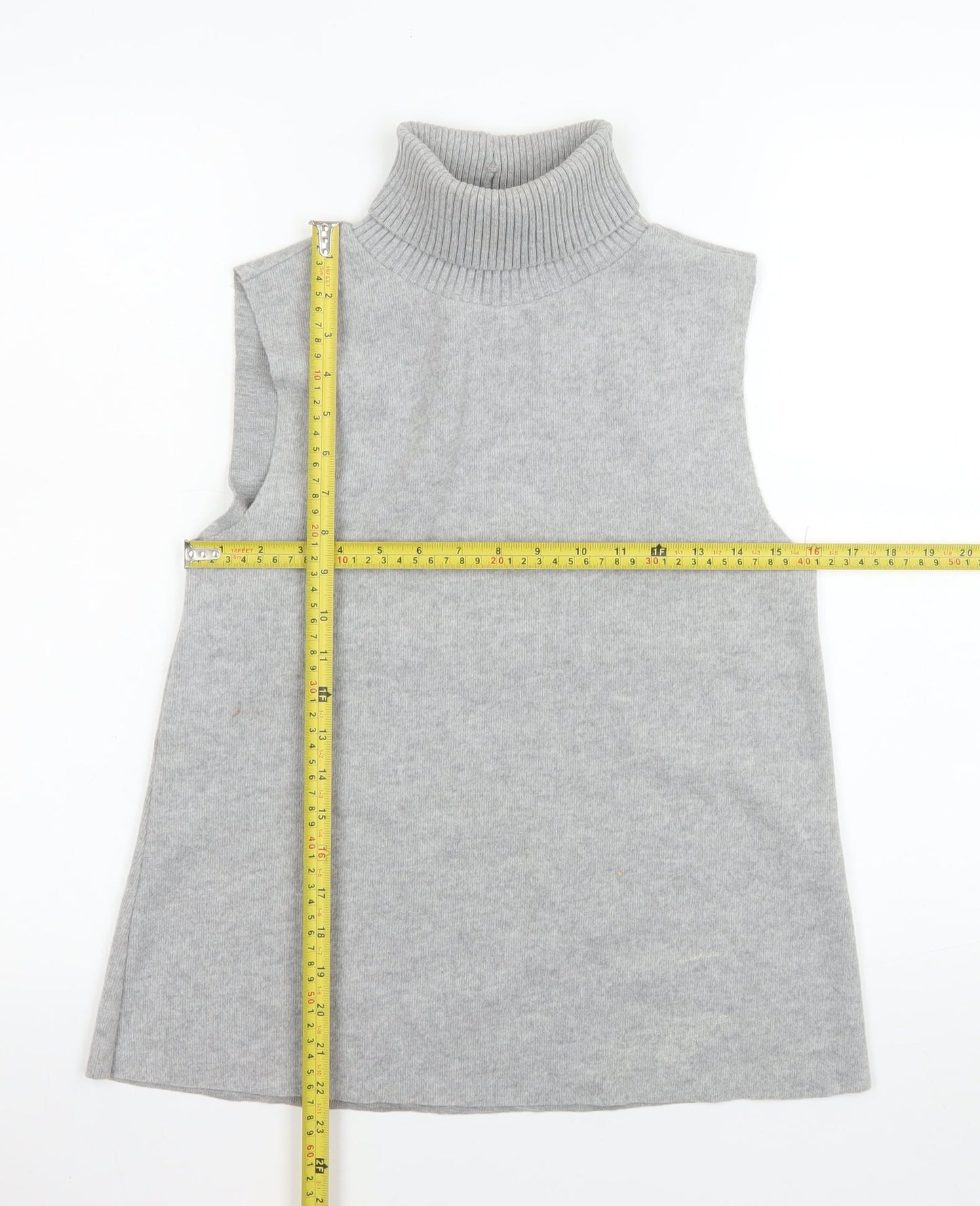 Zara Women’s Grey Sleeveless Roll Neck Knit Tank Top Size S