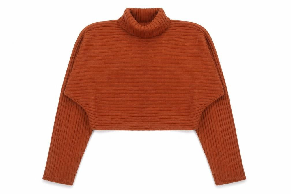 New Look Women Brown Roll Neck Ribbed Knit Long Sleeve Jumper Size L