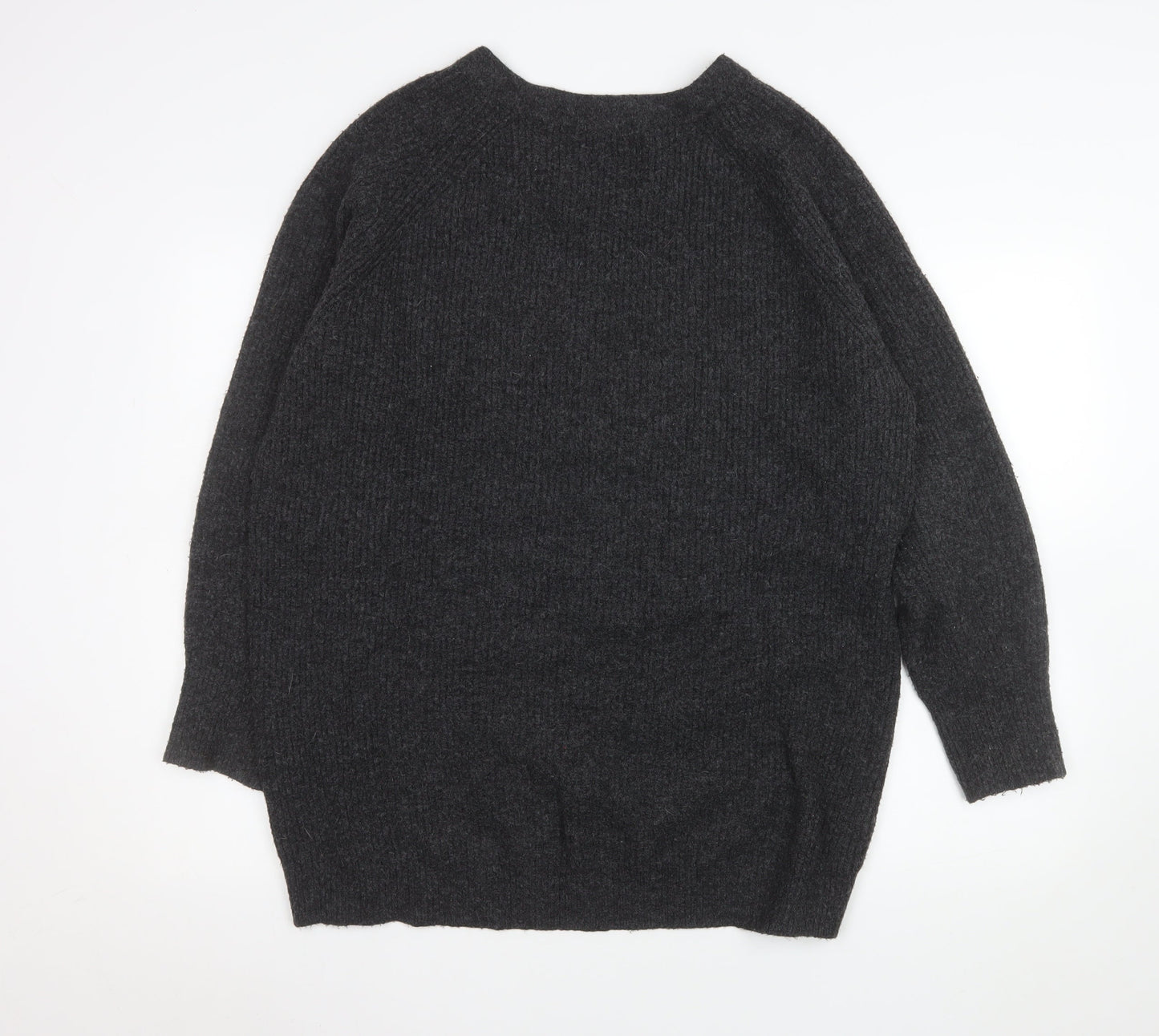 Uniqlo Mens Grey V-Neck Wool Blend Pullover Jumper M