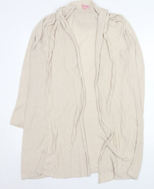 Phase Eight Women Beige Long Sleeve Open Knit Cardigan Size 16