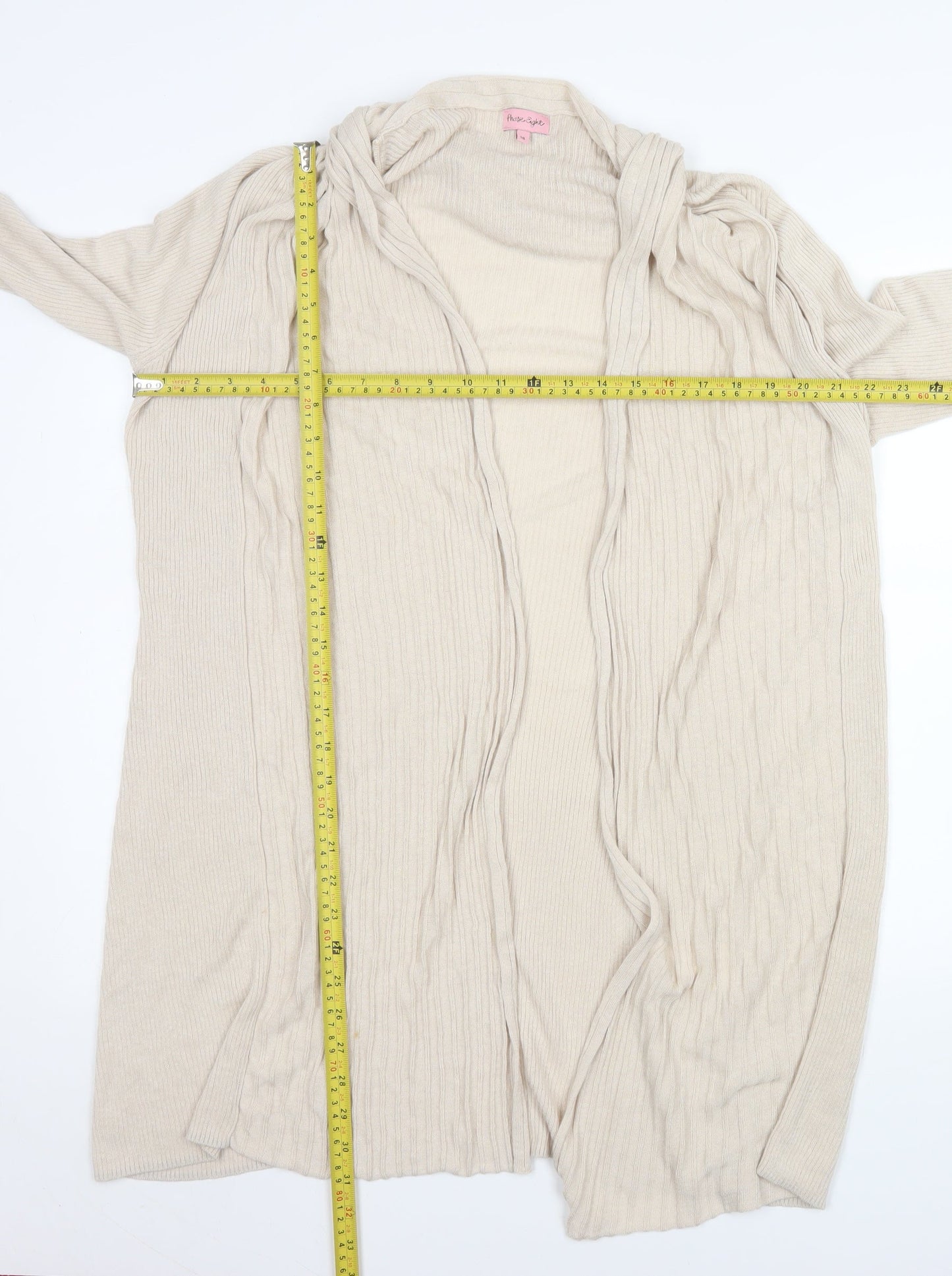 Phase Eight Women Beige Long Sleeve Open Knit Cardigan Size 16