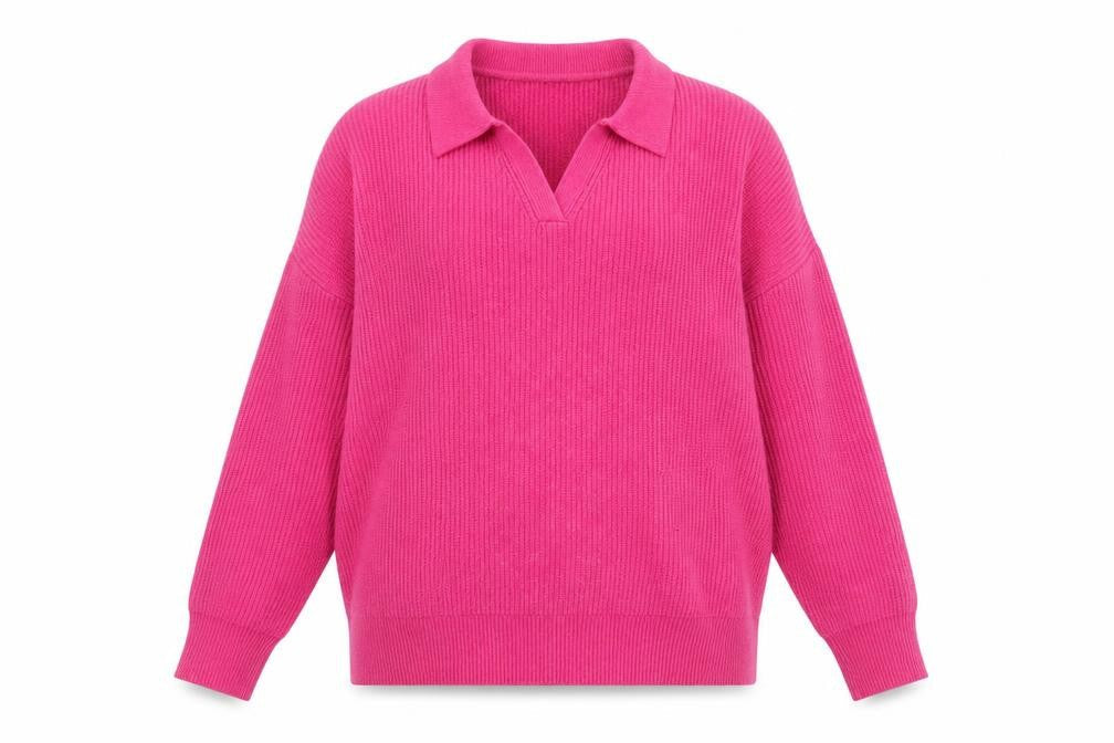 La Marey Women's Pink Collared Pullover Knit Jumper Size M