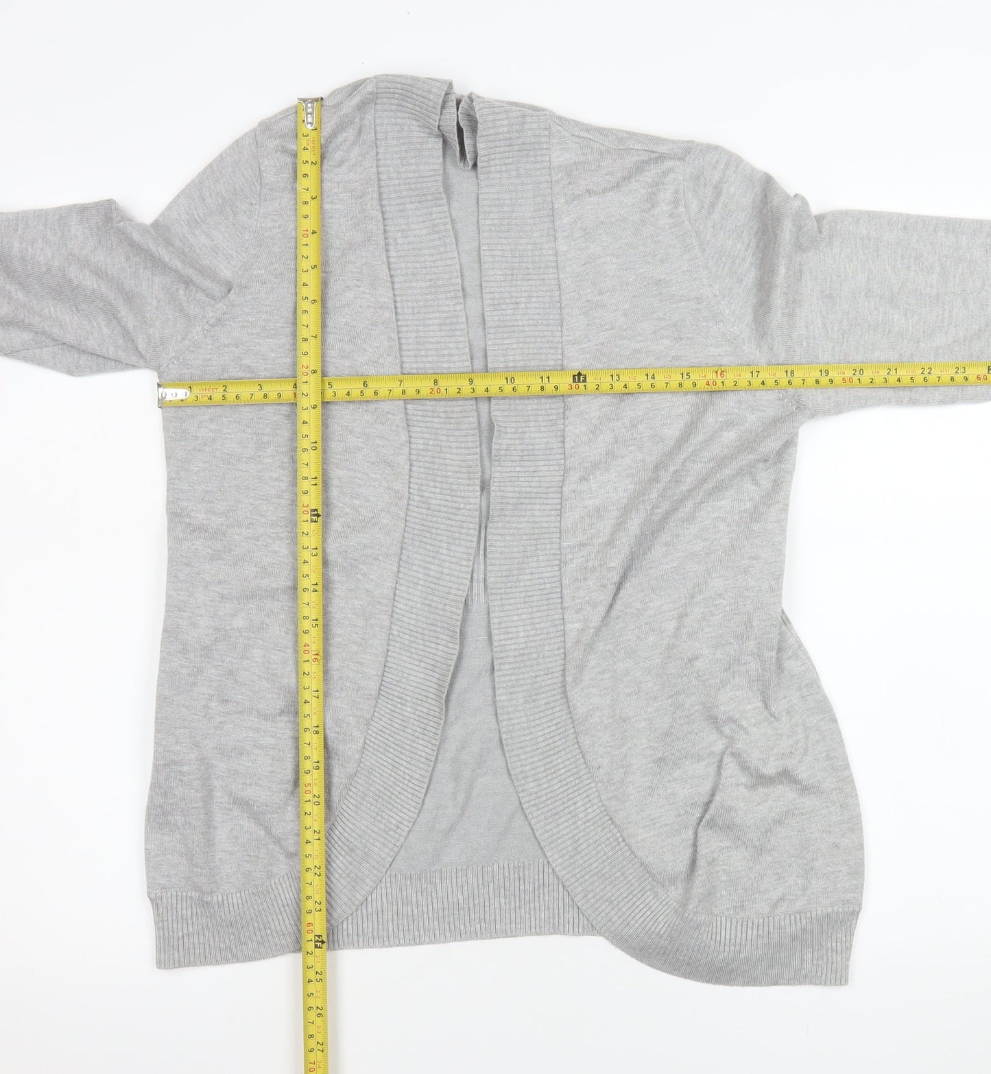 89th & Madison Women's Grey Knit Open Cardigan Size M