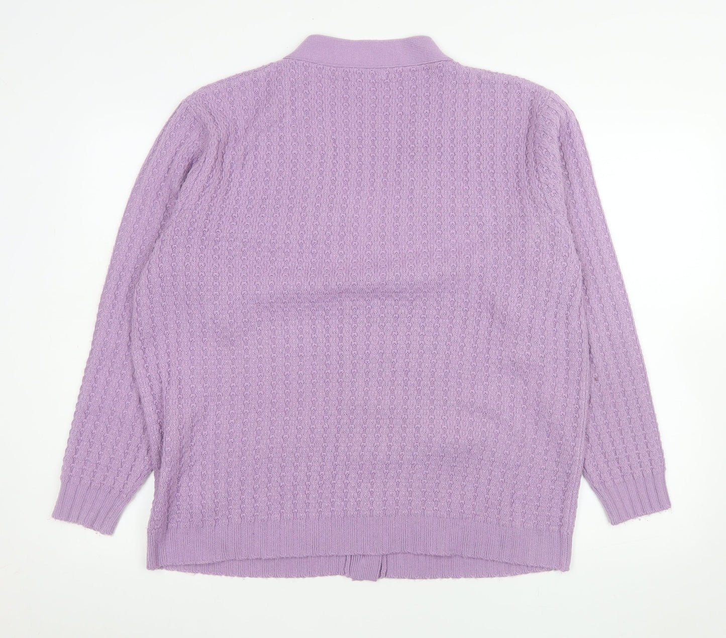 Damart Women’s Purple Acrylic Knit V-Neck Long Sleeve Cardigan Size 18