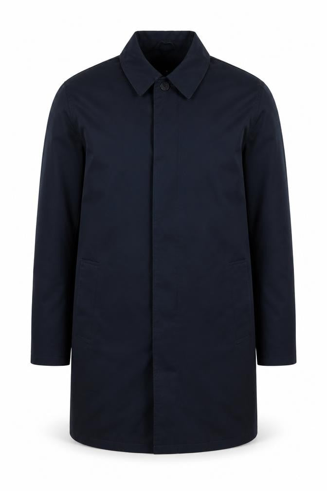 New Look Men Blue Cotton Acrylic Long Trench Coat M Regular
