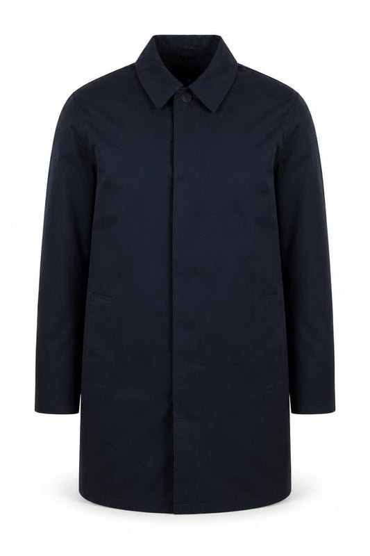 New Look Men Blue Cotton Acrylic Long Trench Coat M Regular