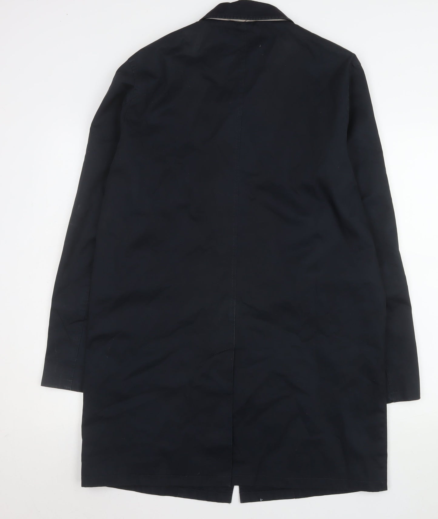 New Look Men Blue Cotton Acrylic Long Trench Coat M Regular