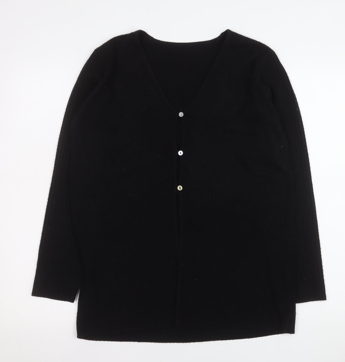 BHS Womens Black Acrylic V-Neck Long Sleeve Cardigan Size 14