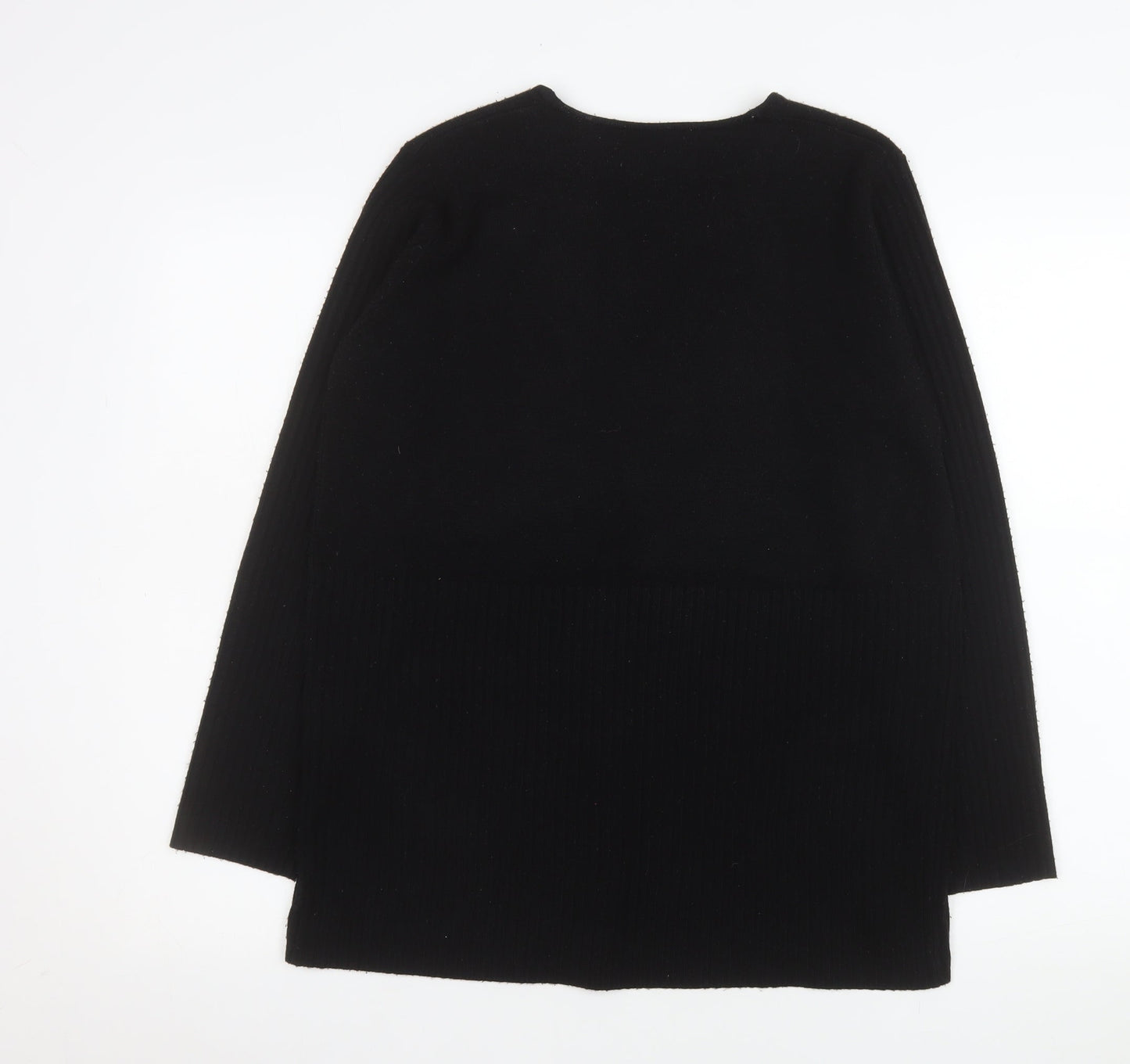 BHS Womens Black Acrylic V-Neck Long Sleeve Cardigan Size 14